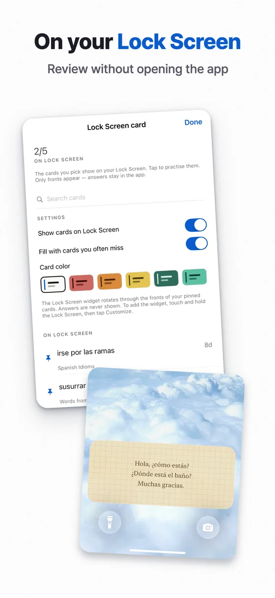 Slide 4: On your Lock Screen. Review without opening the app